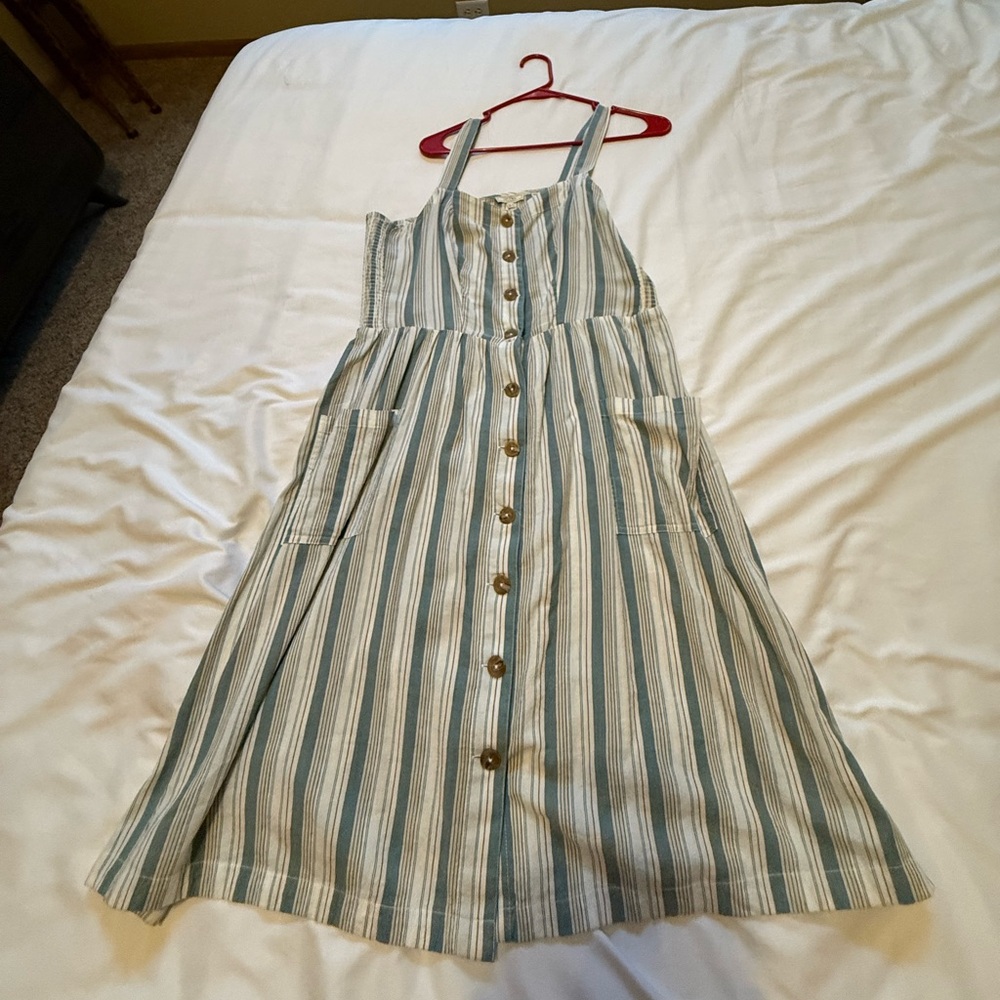 Fat Face Striped Button-Front Sundress - Blue & White